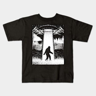 Bigfoot Ufo Abduction Kids T-Shirt